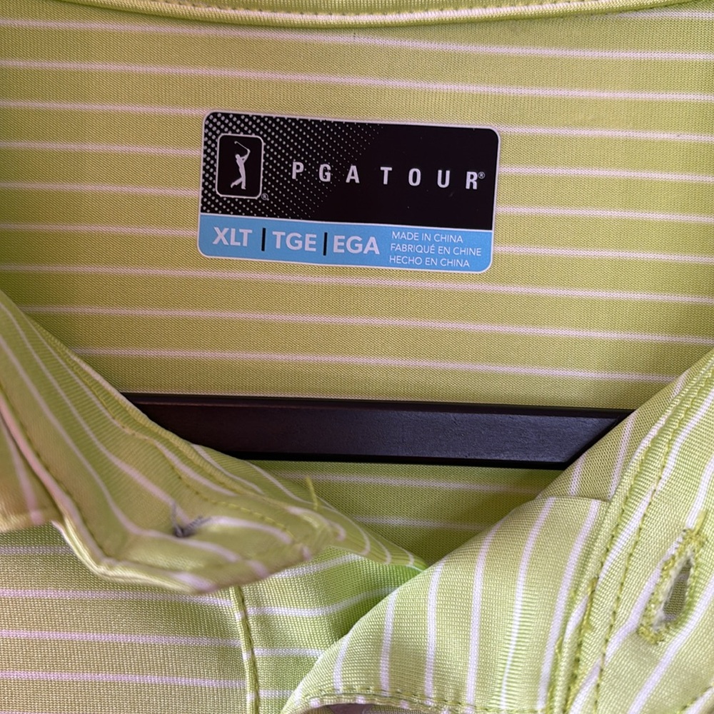 PGA Tour lime, green and white collared polo short sleeve size XLT - Picture 4 of 5